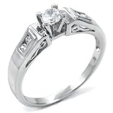 Sterling Silver Cubic Zirconia Engagement Ring - size 5