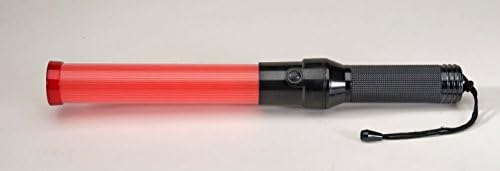 Compact 16.5 inch Red LED Traffic Safety Wand with Flashlight. Featured 6 Red LED with two Flashing modes (Blinking & Steady-glow) plus 5 white LED on tip as Flashlight, operated by 2 D-size batteries (Not included)