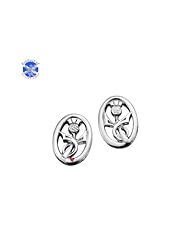 Sterling Silver Oval Thistle Earrings 15mm (CATH034)