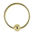 Solid 14KT Yellow Gold 16 Gauge 3/8" Ball Captive Ring 3mm Ball
