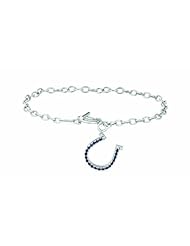 0.04 ct Diamond & Sapphire Horse Shoe Chain Bracelet 14K White Gold