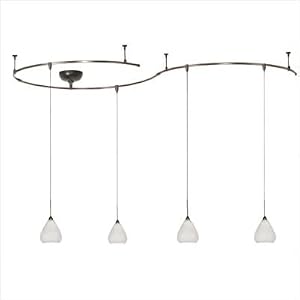Monorail Pendant Kit in Bronze with White Glass Shades