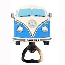 VW Camper Van Bottle Opener Fridge Magnet - Blue