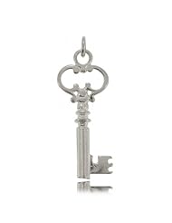 Skeleton Key Pendant in Sterling Silver W/ Diamond Cut