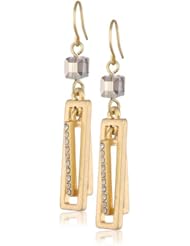 Kenneth Cole New York "Springtime Rose" Pave Rectangle Drop Earrings
