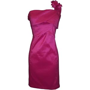 One Shoulder Ruffle Strap Knee-length Taffeta Sheath Dress