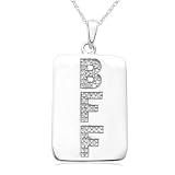 31%2BTU0QhPHL. SL160  10k White or Yellow Gold BFF Dog Tag Diamond Pendant (1/10 cttw, I J Color, I3 Clarity)