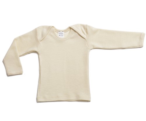 Hocosa Organic Wool-Silk Baby Shirt, Long Sleeves, Envelope Neckline.