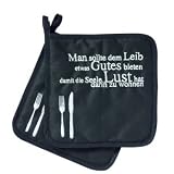 Produkt-Bild: Topflappen MAN SOLLTE DEM LEIB.... 2er Set R&auml;der
