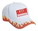 I LOVE SIGNING Adult White Hat with Red Flames FIRE