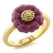 White Metal Gold Plated Ring - Flower- Size: 6-8