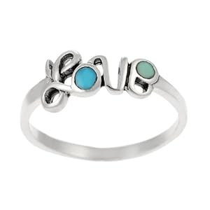 Sterling Silver and Turquoise 'Love' Ring