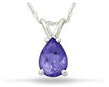 All-Natural Genuine 8x6 mm, Pear Shape Tanzanite pendant set in 14k White Gold