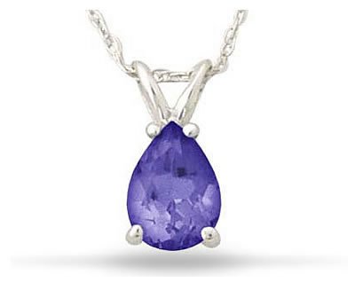 All-Natural Genuine 5x3 mm, Pear Shape Tanzanite pendant set in 14k White Gold