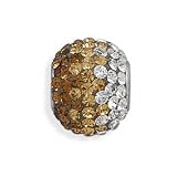 Chocolate Brown Tan Clear Crystal Ball Fading Colors Story Bead Slide-on Charm Sterling Silver