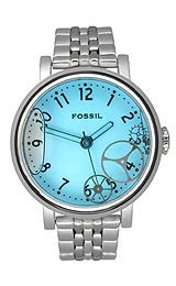 Fossil Women's JR9950 Blue Water Dial Stainless Steel Watch