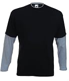 Fruit of the Loom plain layered long sleeve t-shirt Black Heather Grey Medium (38 - 40 inch chest)
