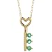 10k Gold 18 in. Thin Chain & 5/8 in (16mm) tall Key-To-My-Heart Pendant, w/ Brilliant Cut Emerald Stones