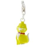 Les Poulettes Jewels - Charms Cat Yellow Enamel 925 Silver for Bracelet