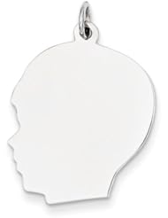 14k White Gold Plain Large Facing Left Engravable Boy Charm