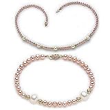 Pink and White Pearl with 14k Gold Cut Beads Set