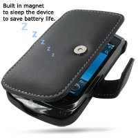 PDair Leather Case for Blackberry Torch 9800 - Book Type (Black)