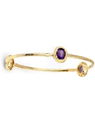 Sterling Silver Amethyst 18k Yellow Gold Plated Bangle