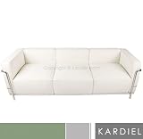 Le Corbusier Style LC3 Sofa 3 Seat, White Aniline Leather
