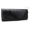 Edle Satin Clutch Tasche Abendtasche, Schwarz