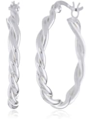 Sterling Silver Tarnish-Free Medium Twist Hoop Earrings (1.31" Diameter)