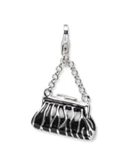 Amore La Vita Sterling Silver 3-D Zebra Handbag Charm with Lobster Clasp