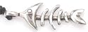 Shiny Fish Bone Bones Silver Tone Pewter Pendant Necklace