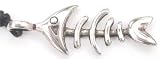 Shiny FISH BONE Bones Silver Tone PEWTER Pendant Necklace