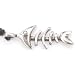 Shiny Fish Bone Bones Pewter Pendant Necklace