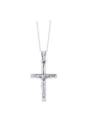 .925 Sterling Silver Crucifix Cross Pendant Necklace 18" Inch