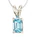 925 Sterling Silver Solitaire Light Blue Topaz Pendant Necklace 16"