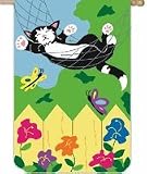 Cat in Hammock Select Applique Garden Flag