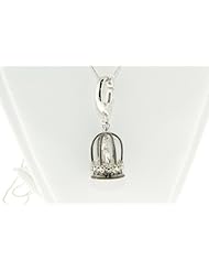 Victoria Kay 0.07ct White Diamond Birdcage Charm Pendant in Sterling Silver, 18"