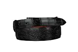 Lucchese Classics W5721 Hand Tooled Leather & Alligator Belt Mens - Black