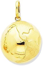 14k Yellow Gold Globe of the World Charm Pendant - 24.5mm