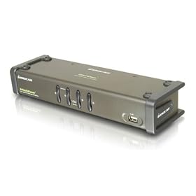 IOGear 4-Port Dual View KVM Switch with Audio and Cables GCS1744