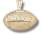 Navy Midshipmen Solid 10K Gold ''NAVY'' Football Pendant