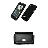 EMPIRE Black Leather Case Pouch with Belt Clip and Belt Loops + Black Rubbe ....