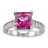 Natural 3.20ct Princess Cut Pink Topaz & Diamonds Ring 14k White Gold 31%2BVGIOAS5L. SL160 Natural 3.20ct Princess Cut Pink Topaz & Diamonds Ring 14k White Gold