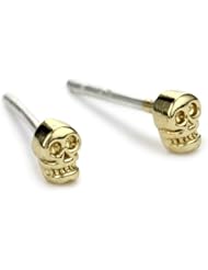 Bing Bang "Memento Mori" Tiny Yellow Gold Skull Stud Earrings