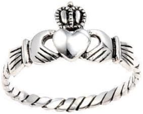 Stylish .925 Sterling Silver Irish Friendship and Love Claddagh Ring, Includes Gift Box and Pouch. (8.5)