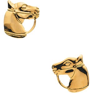 14k Yellow Gold Teen Horse Head Earrings Pair