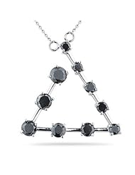 1.40 Cts Black Diamond Geo-Journey Pendant in 14K White Gold