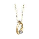 14K Two Tone Gold Trillion Cut Cubic Zirconia Slide Pendant with Chain