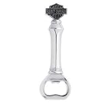 Harley-Davidson® Bar & Shield Bottle Opener--LIMITED EDITION. Chrome-plated zinc. Bar & Shield logo on handle. Measures 4 1/2 x 1 1/2 x 5/8. 96984-09V